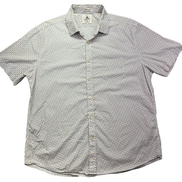 Kennington The Estate Shirt Geometric Print Short‎ Sleeve Casual XXL Boho Peru - Picture 1 of 8